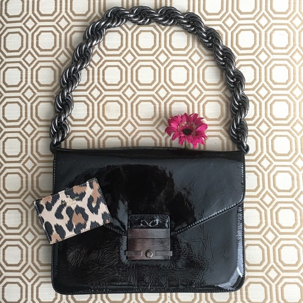 Monika Chiang Patent Purse with Oversized Chain